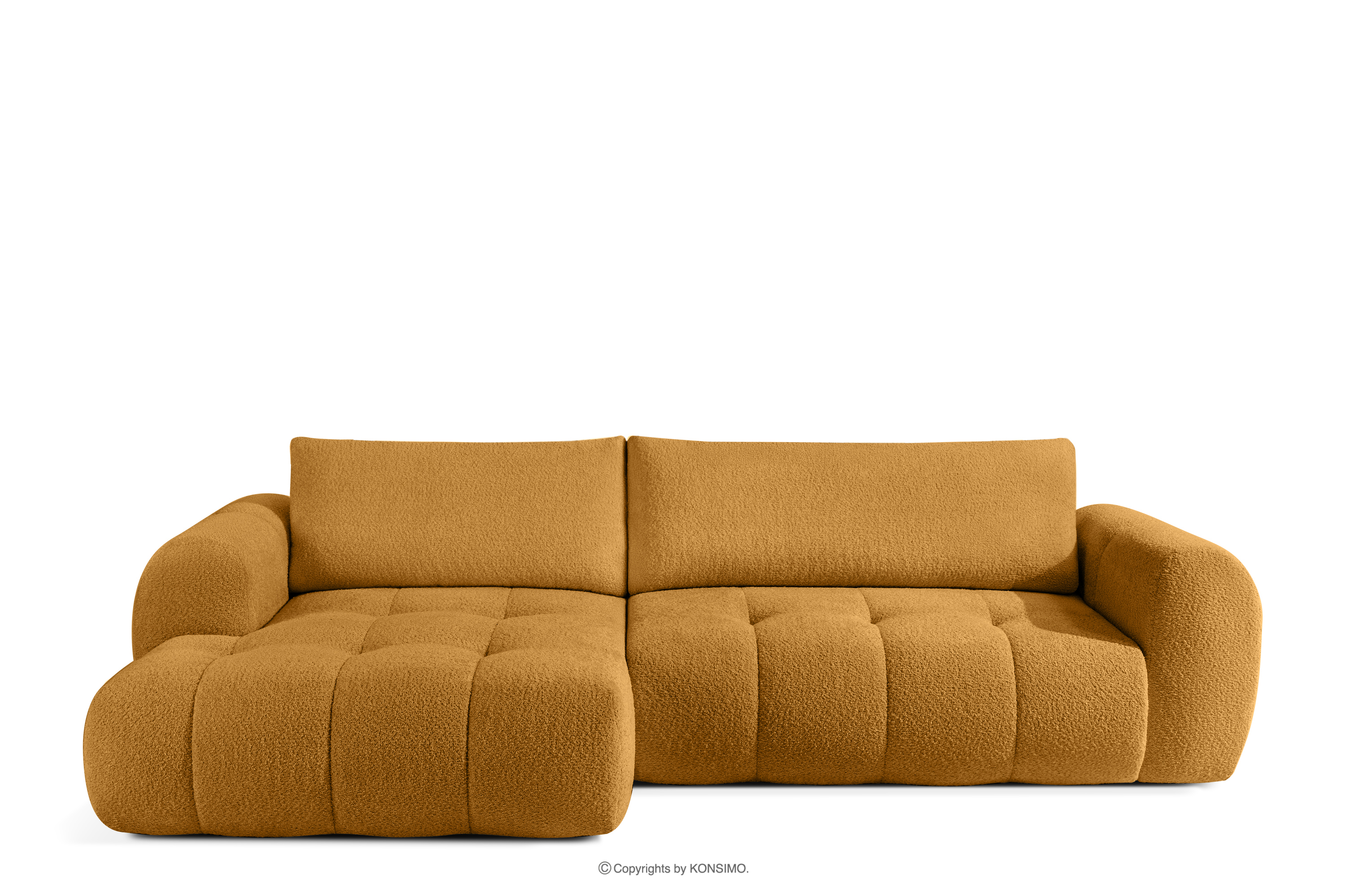 Ecksofa Boucle im Japandi-Stil honigfarben links LIRA