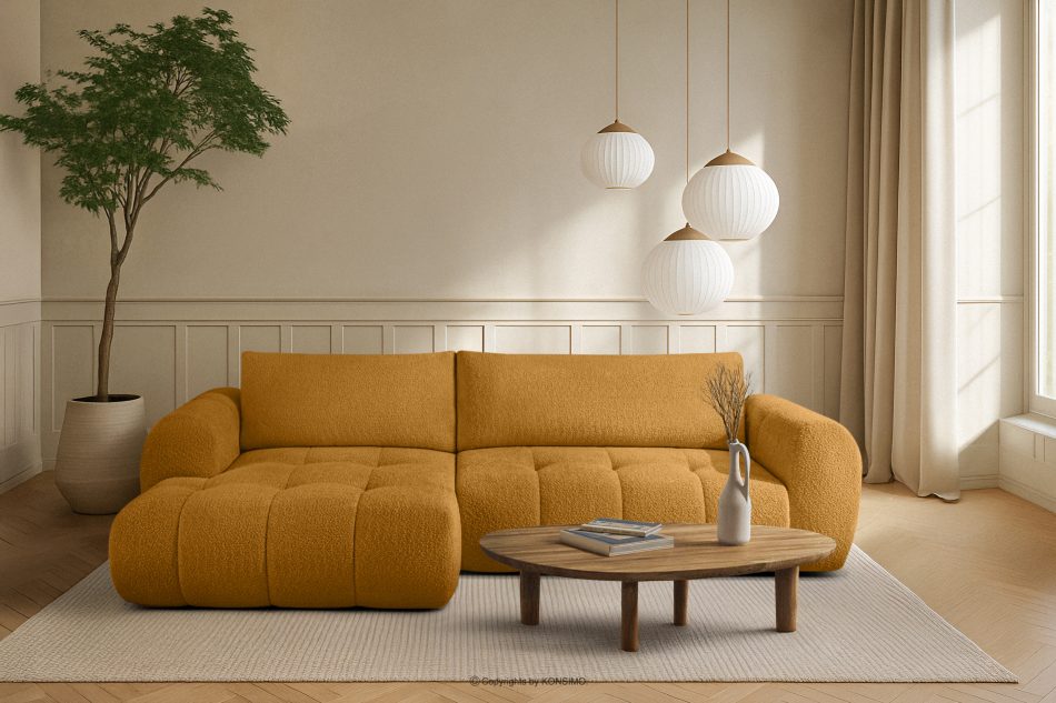 LIRA Ecksofa Boucle im Japandi-Stil honigfarben links honigfarben - Foto 21