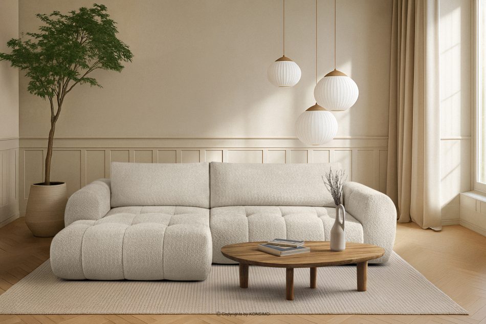 LIRA Ecksofa aus Boucle-Stoff weiß links weiß - Foto 21