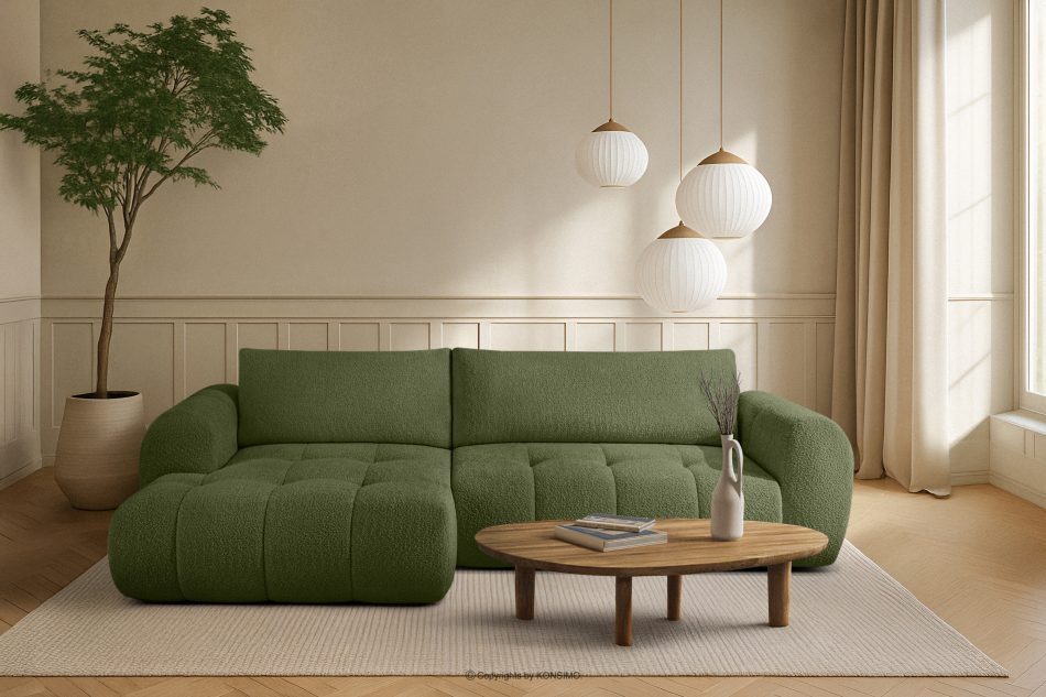 LIRA Ecksofa Boucle im Japandi-Stil olivgrün links oliv - Foto 21