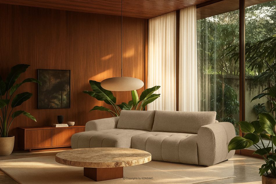 LIRA Ecksofa aus Boucle-Stoff beige links beige - Foto 22