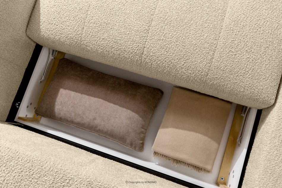 LIRA Ecksofa aus Boucle-Stoff hellbeige links hellbeige - Foto 16