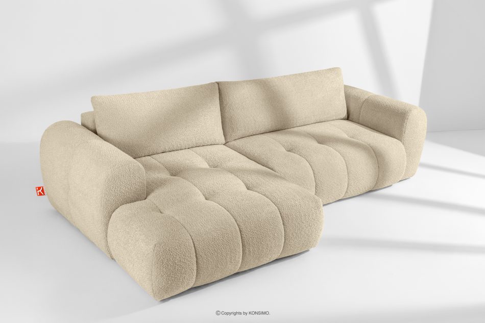 LIRA Ecksofa aus Boucle-Stoff hellbeige links hellbeige - Foto 1