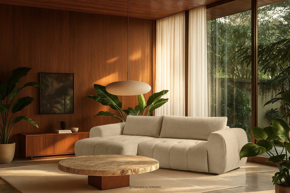 LIRA Ecksofa aus Boucle-Stoff hellbeige links hellbeige - Foto 22