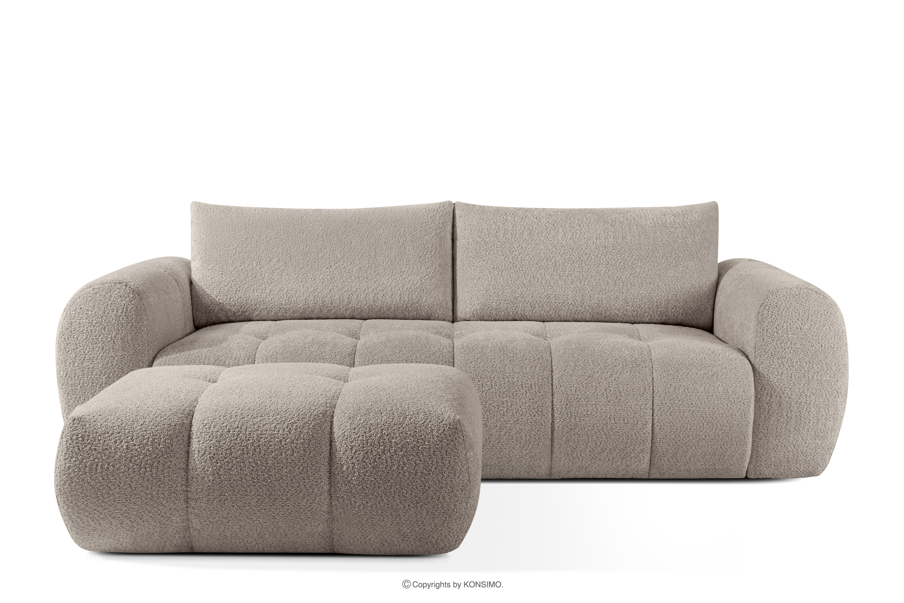 Sofa und Sitzhocker aus Bouclé-Stoff in Grau LIRA