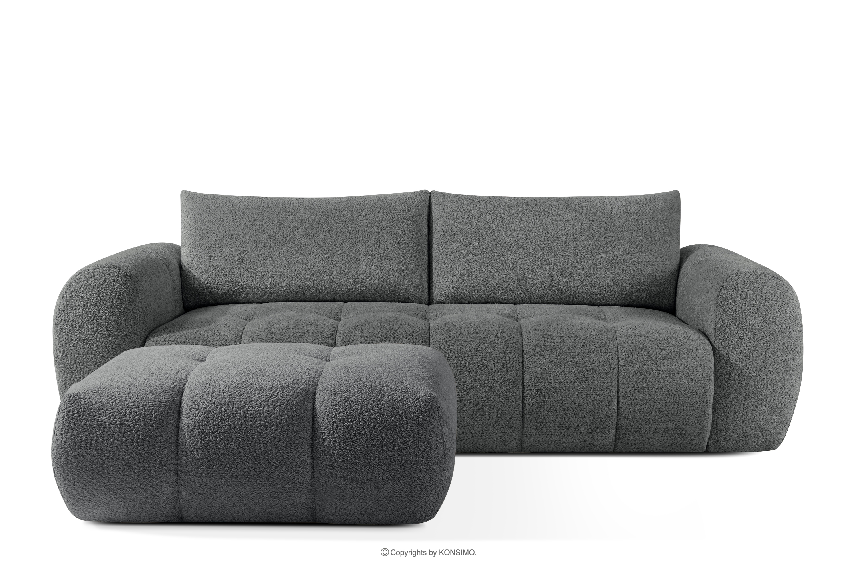 Sofa und Sitzhocker Boucle dunkelgrau LIRA