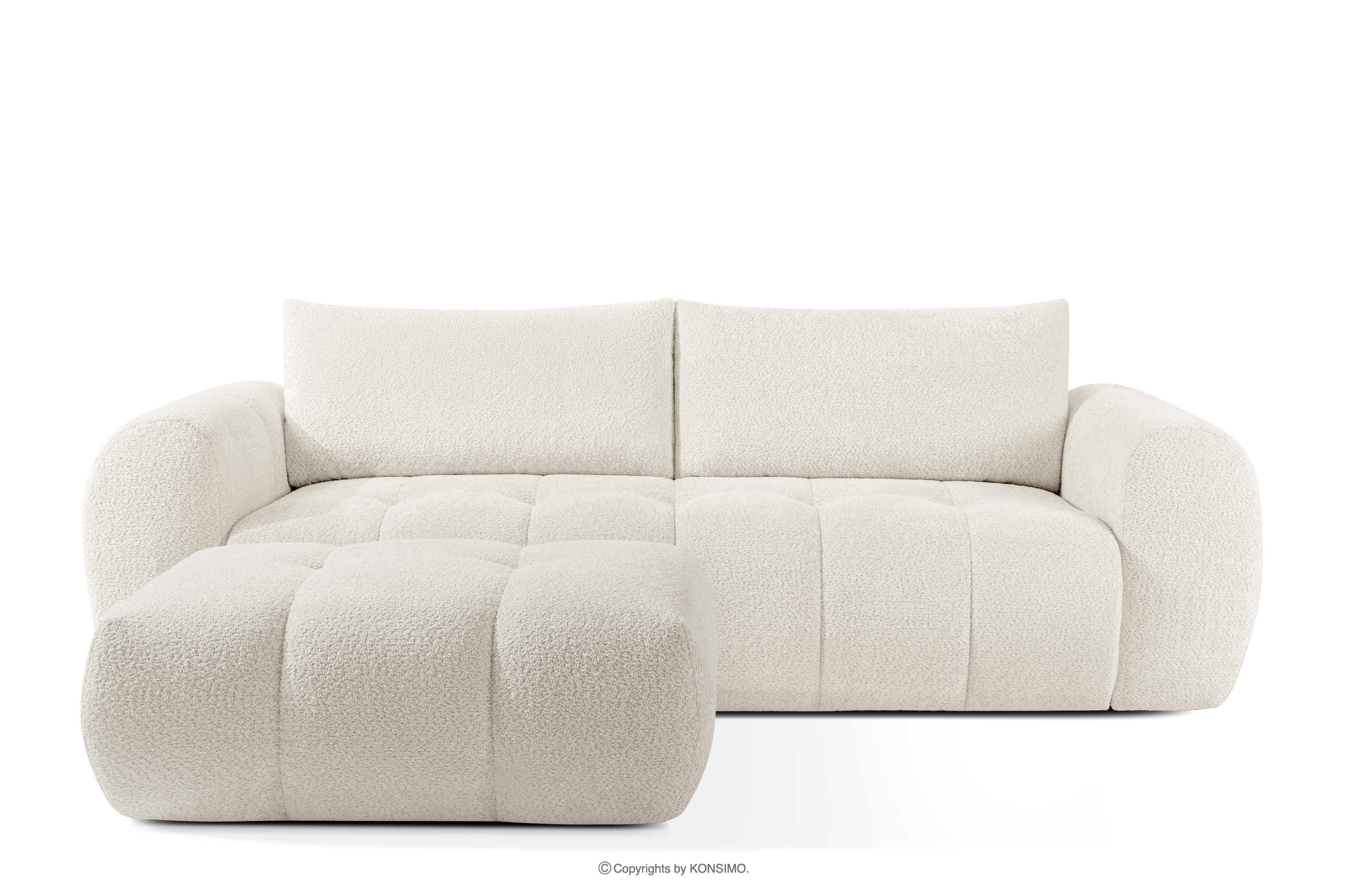 Sofa und Sitzhocker aus Bouclé-Stoff in Weiß LIRA