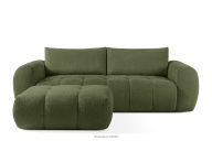 Sofa und Sitzhocker aus Bouclé-Stoff in Oliv