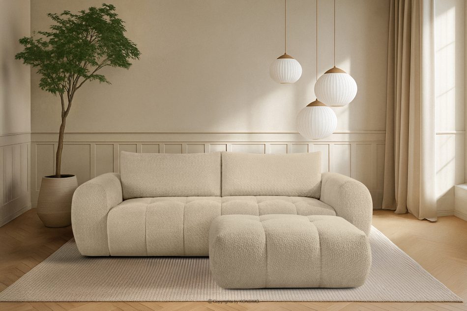 LIRA Sofa und Sitzhocker aus Bouclé-Stoff in Hellbeige hellbeige - Foto 25