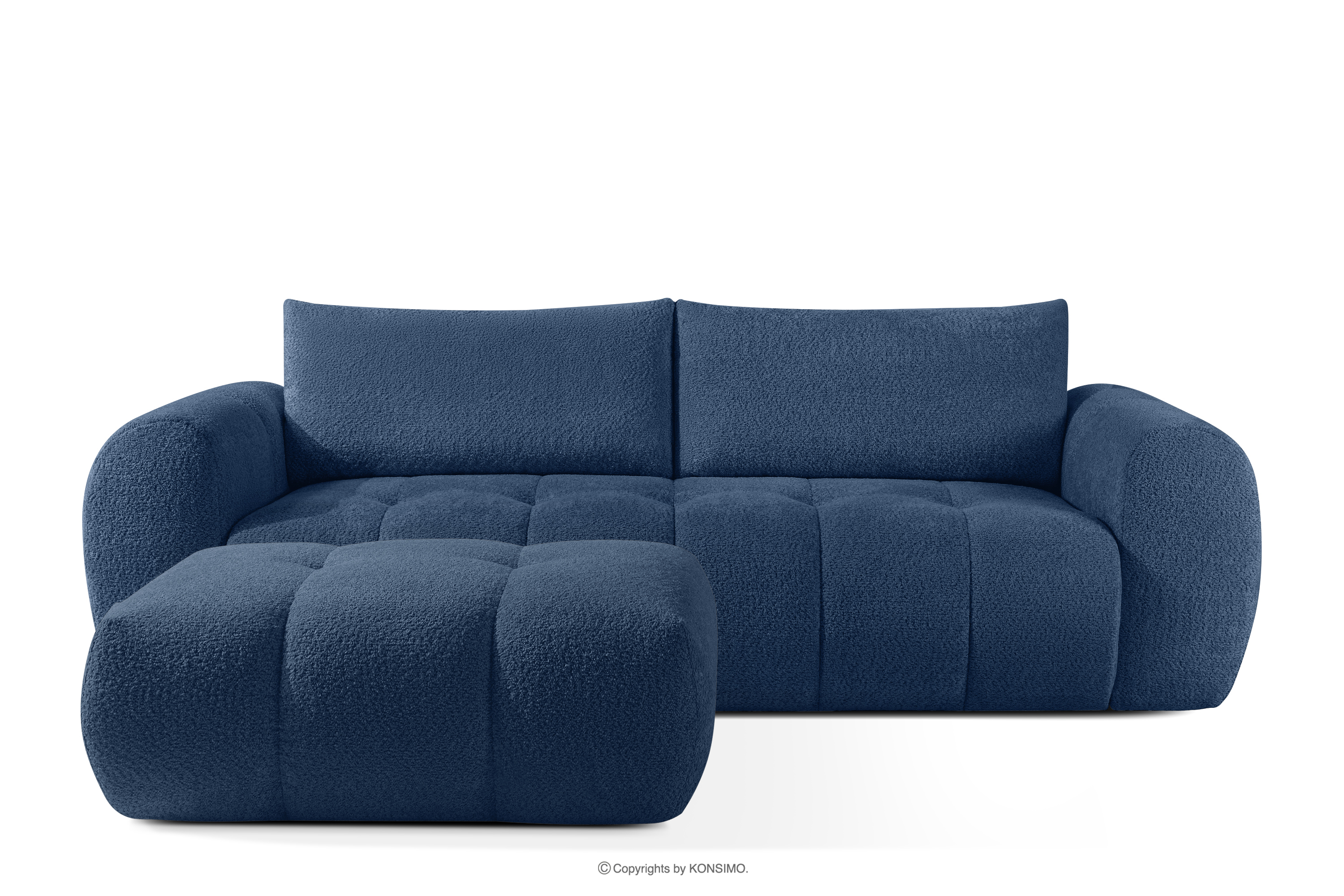 Sofa und Sitzhocker aus Bouclé-Stoff in Marineblau LIRA