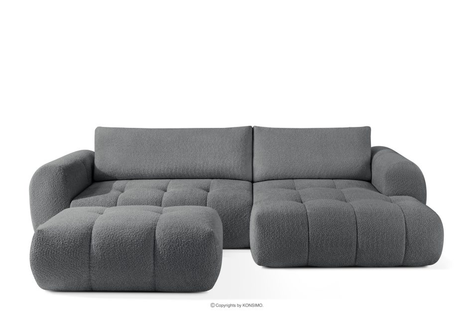 LIRA Narożnik prawy i puf boucle ciemny szary dunkelgrau - Foto 0