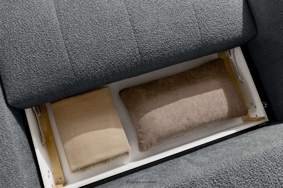 LIRA Narożnik prawy i puf boucle ciemny szary dunkelgrau - Foto 17