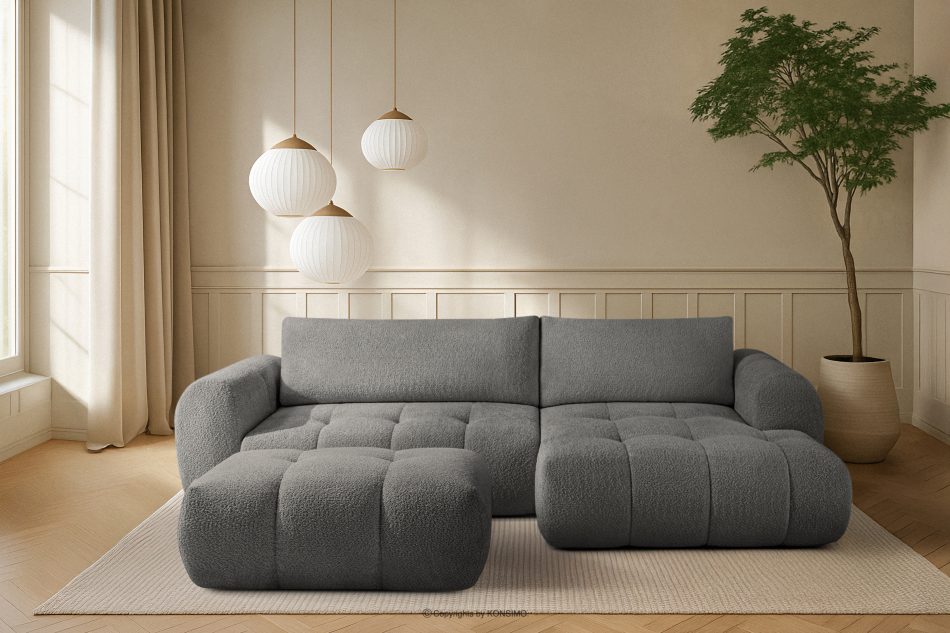 LIRA Narożnik prawy i puf boucle ciemny szary dunkelgrau - Foto 25