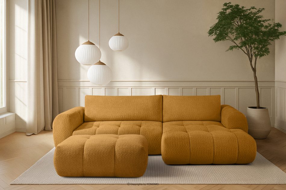 LIRA Narożnik prawy i puf boucle miodowy honigfarben - Foto 25