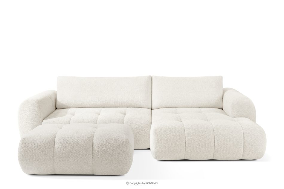 LIRA Narożnik prawy i puf w tkaninie boucle biały weiß - Foto 0