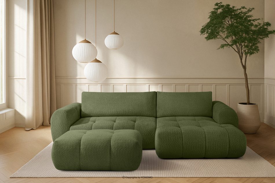 LIRA Narożnik prawy i puf boucle oliwkowy oliv - Foto 25