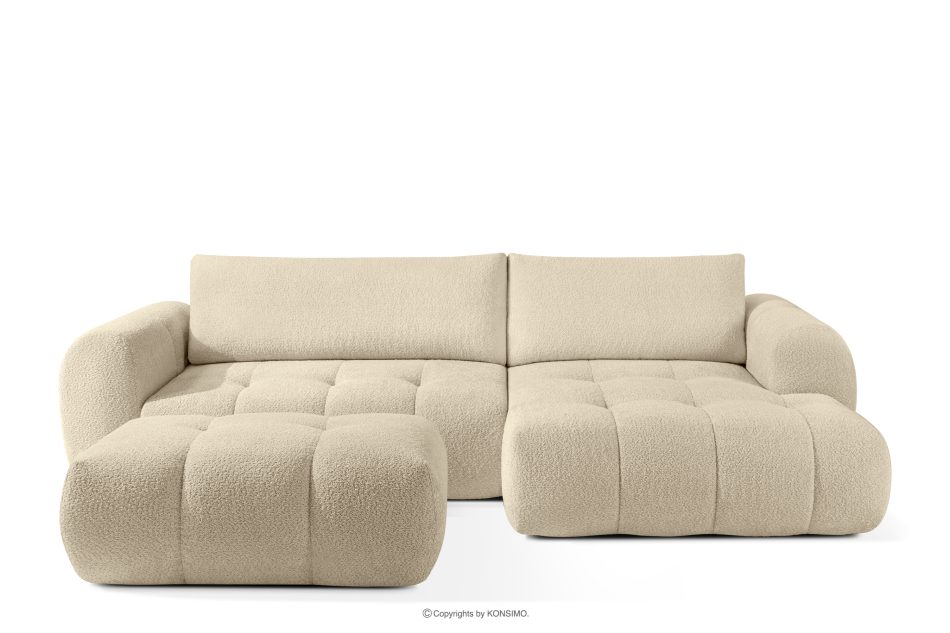 LIRA Narożnik prawy i puf w tkaninie boucle jasny beżowy hellbeige - Foto 0