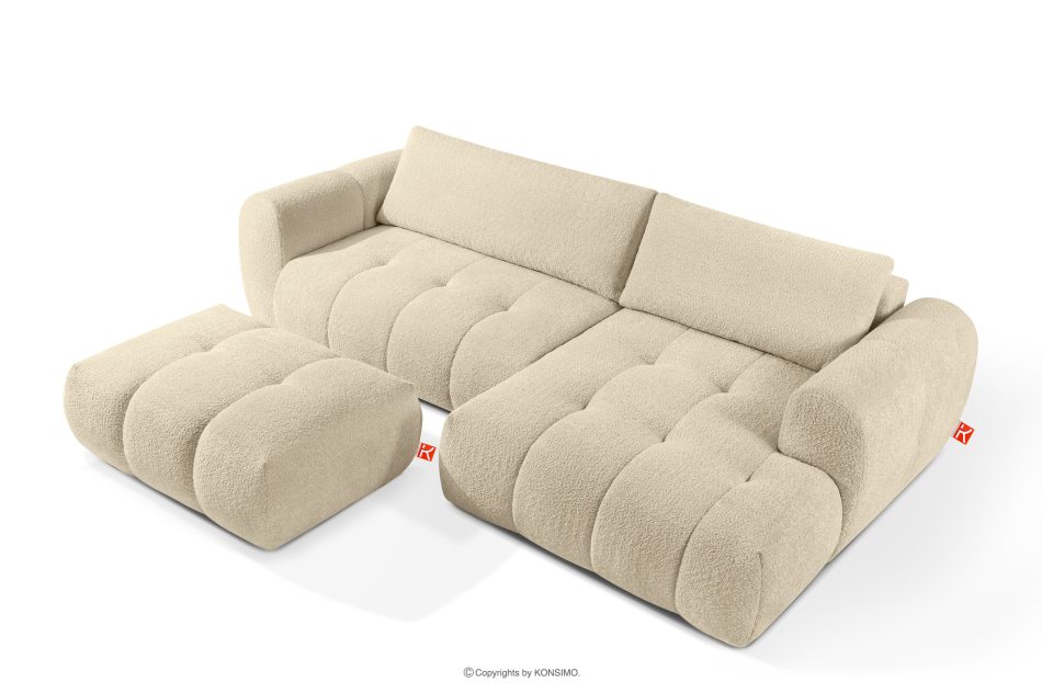 LIRA Narożnik prawy i puf w tkaninie boucle jasny beżowy hellbeige - Foto 2