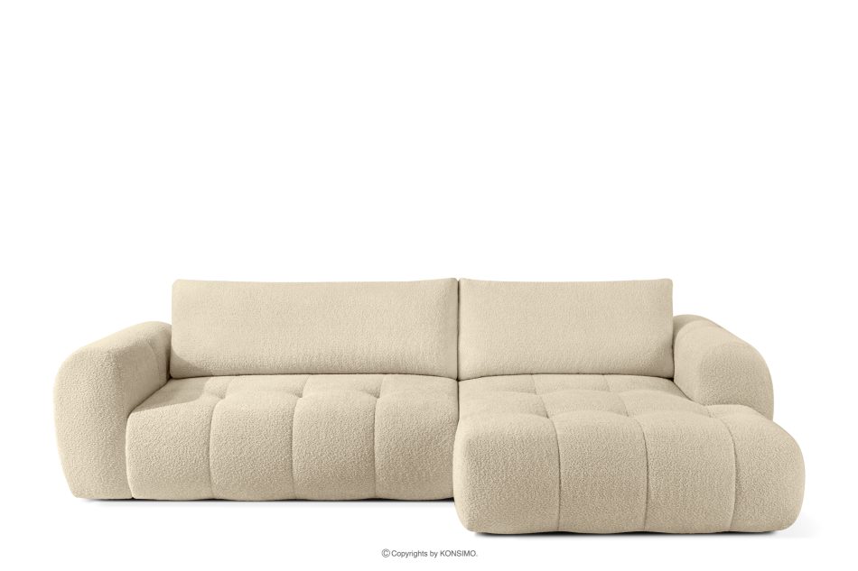 LIRA Narożnik prawy i puf w tkaninie boucle jasny beżowy hellbeige - Foto 4