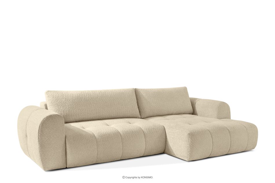 LIRA Narożnik prawy i puf w tkaninie boucle jasny beżowy hellbeige - Foto 5