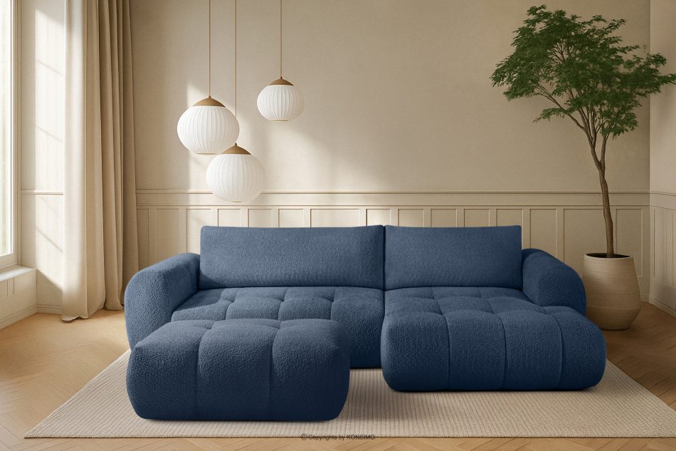 LIRA Narożnik prawy i puf boucle granatowy marineblau - Foto 25