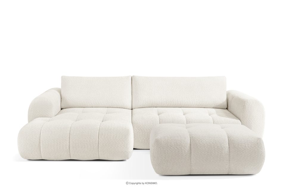 LIRA Narożnik lewy i puf w tkaninie boucle biały weiß - Foto 0