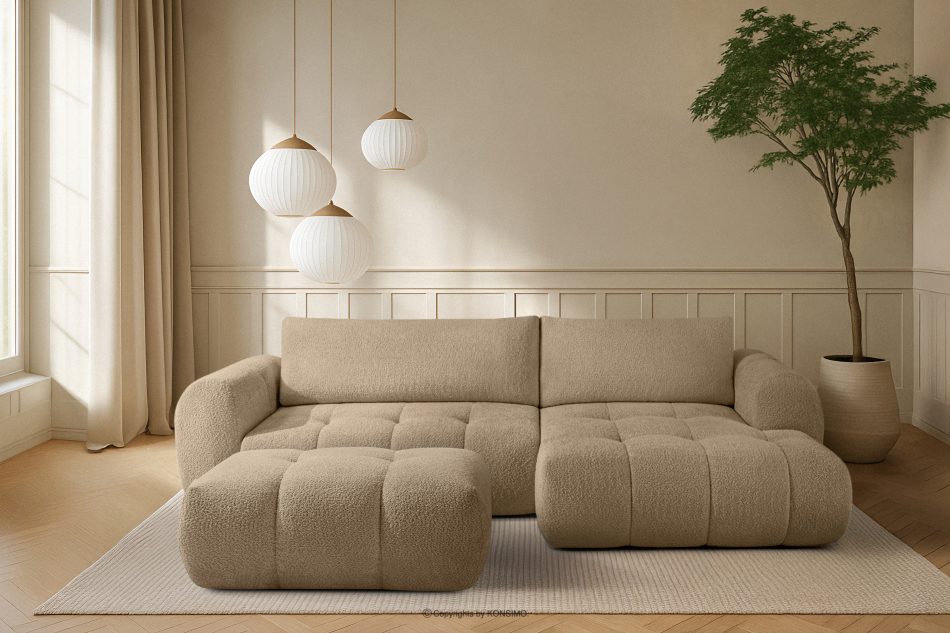 LIRA Narożnik lewy  i puf w tkaninie boucle beżowy beige - Foto 25