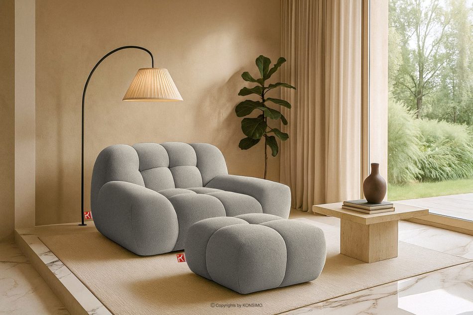 VENA Gesteppter Sitzhocker im modernen Stil hellgrau hellgrau - Foto 6