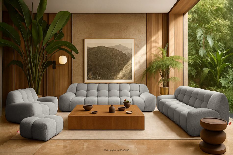 VENA Gesteppter Sitzhocker im modernen Stil hellgrau hellgrau - Foto 7