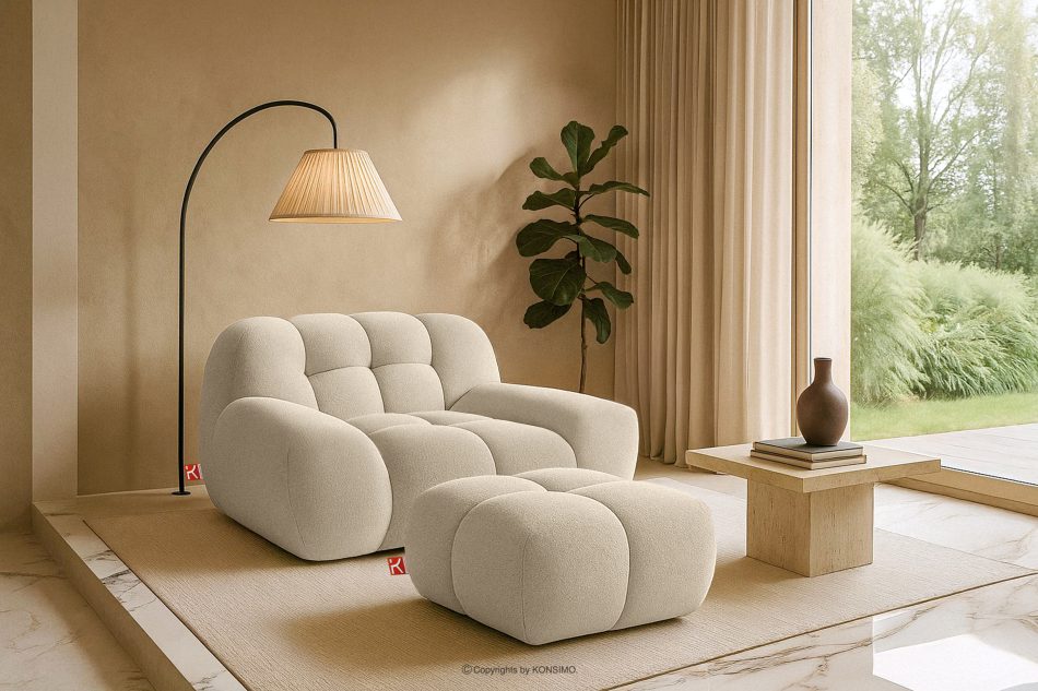 VENA Sitzhocker im Japandi-Stil weiß weiß - Foto 6