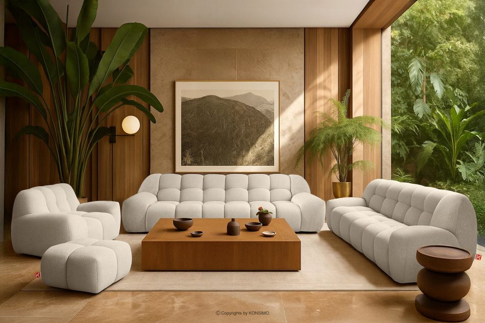 VENA Sitzhocker im Japandi-Stil weiß weiß - Foto 7