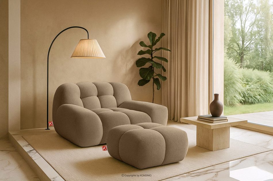 VENA Sessel und Sitzhocker im Japandi-Stil beige beige - Foto 16