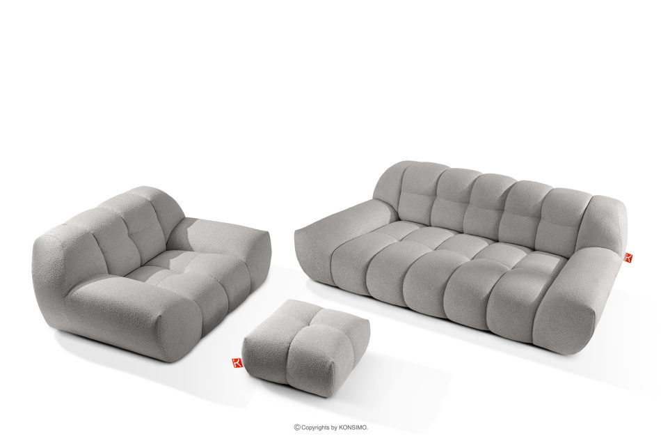 VENA Möbelset aus Sofa Sessel und Sitzhocker im Japandi-Stil hellgrau hellgrau - Foto 0