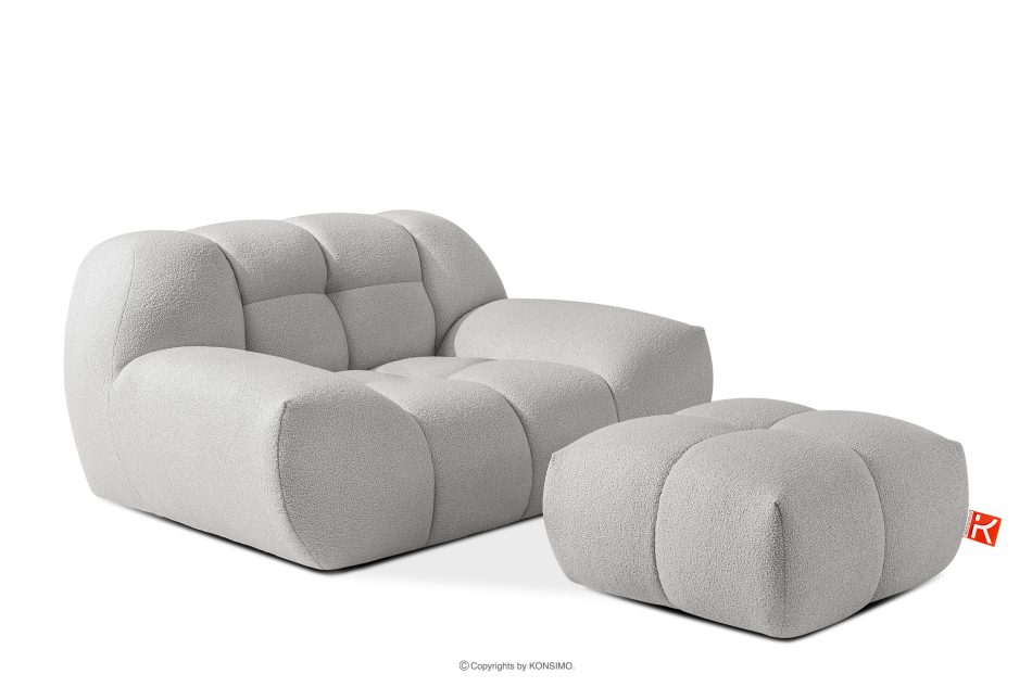 VENA Möbelset aus Sofa Sessel und Sitzhocker im Japandi-Stil hellgrau hellgrau - Foto 12