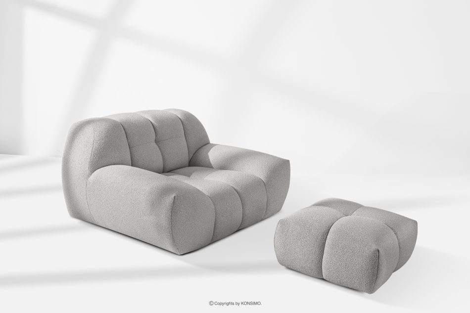 VENA Möbelset aus Sofa Sessel und Sitzhocker im Japandi-Stil hellgrau hellgrau - Foto 16