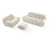 Möbelset: Sofa Sessel und Sitzhocker im Japandi-Stil weiß