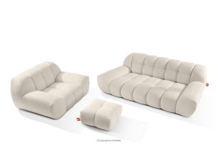 VENA, https://konsimo.de/kollektion/vena/ Möbelset: Sofa Sessel und Sitzhocker im Japandi-Stil weiß weiß - Foto