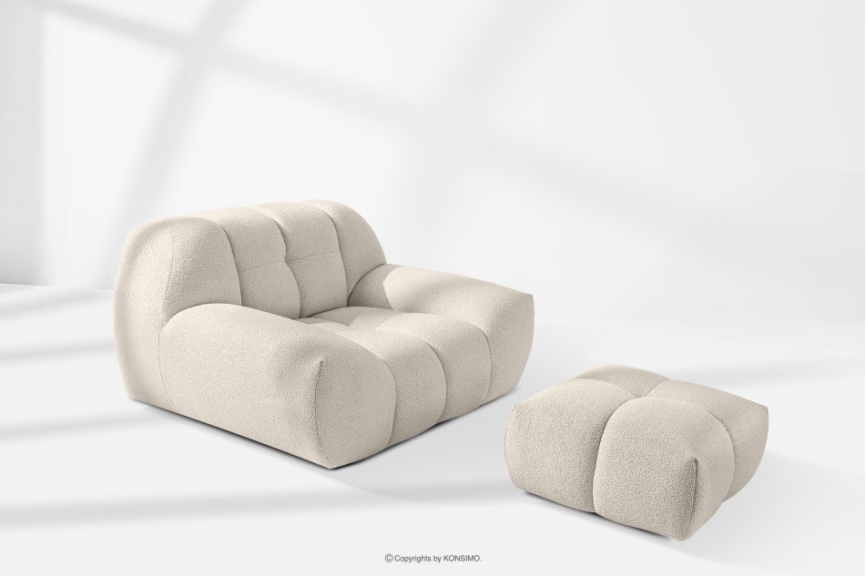 VENA Möbelset: Sofa Sessel und Sitzhocker im Japandi-Stil weiß weiß - Foto 16