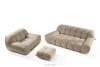 Möbelset aus Sofa Sessel und Sitzhocker im Japandi-Stil beige