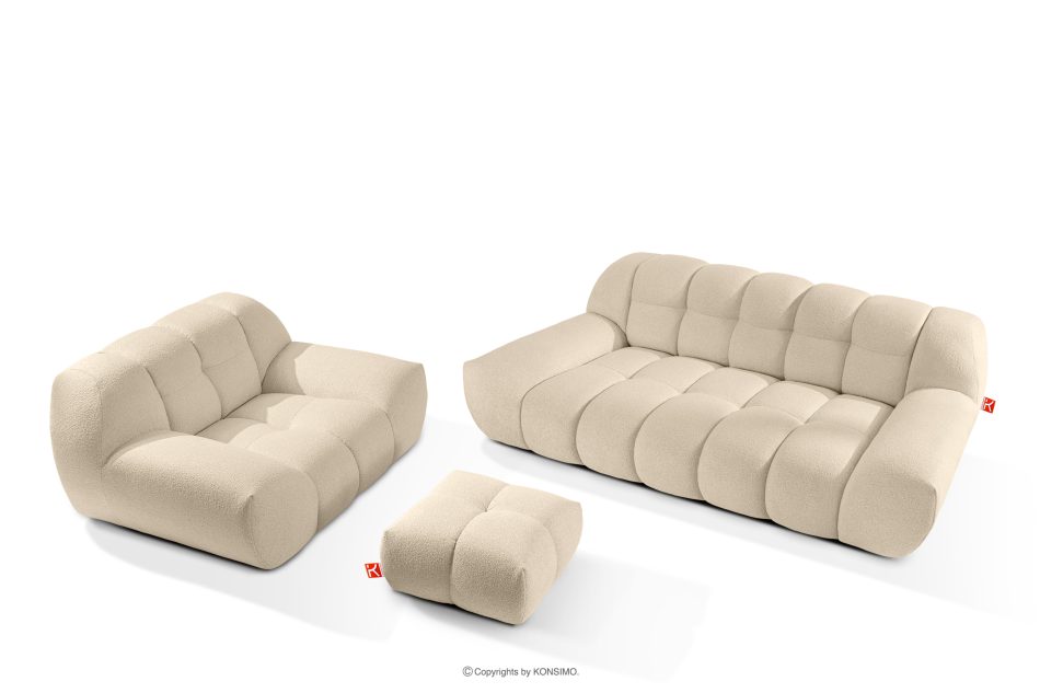 VENA Möbelset: Sofa Sessel und Sitzhocker im Japandi-Stil hellbeige hellbeige - Foto 0
