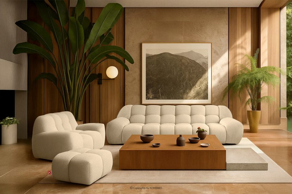 VENA Garnitur aus gepolsterten Möbeln für das Wohnzimmer im Japandi-Stil hellbeige hellbeige - Foto 17