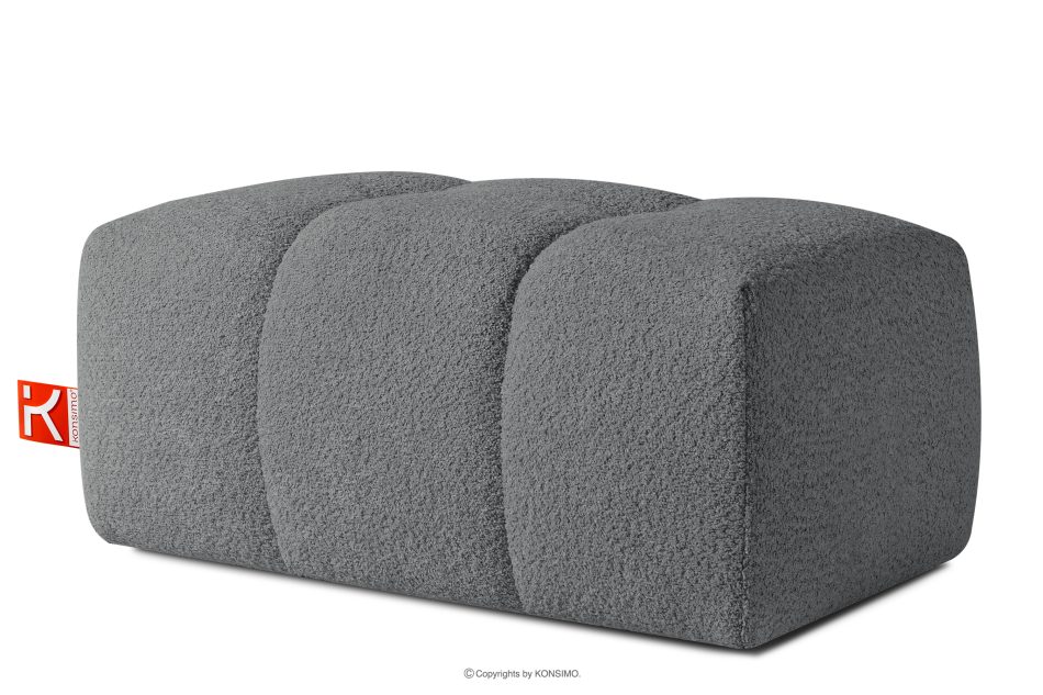 RAVIA Sitzhocker mit Steppung im Japandi-Stil Boucle dunkelgrau dunkelgrau - Foto 2