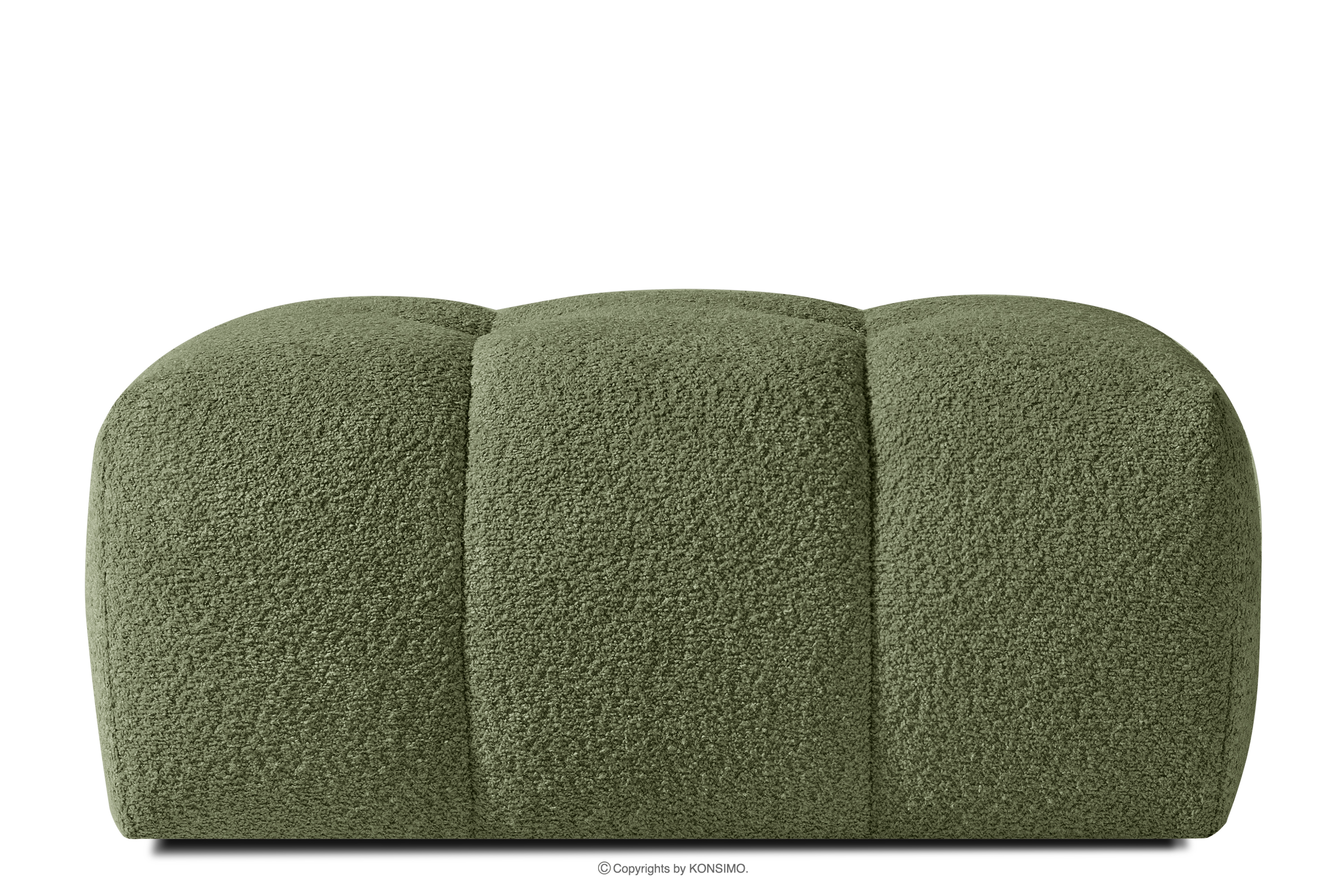Sitzhocker mit Steppung im Japandi-Stil Boucle oliv