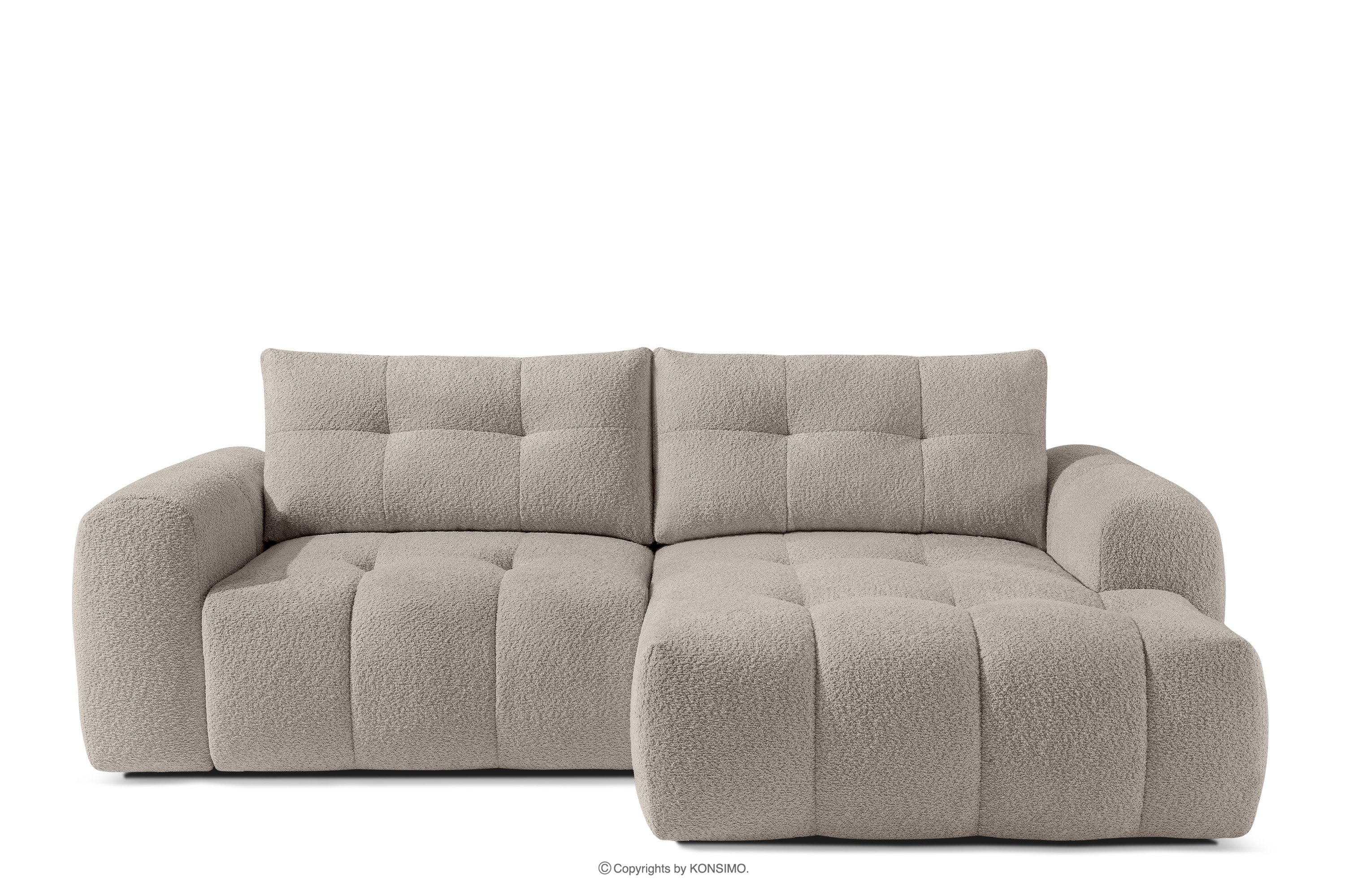 Ecksofa mit Steppung im Japandi-Boucle-Stil rechts grau