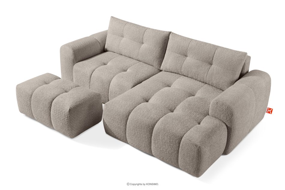 RAVIA Ecksofa mit Steppung im Japandi-Boucle-Stil rechts grau grau - Foto 6