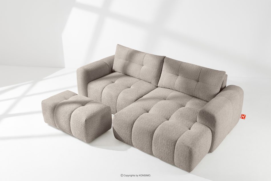 RAVIA Ecksofa mit Steppung im Japandi-Boucle-Stil rechts grau grau - Foto 16