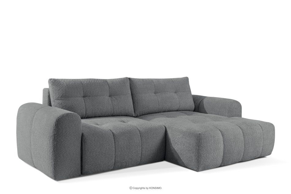 RAVIA Ecksofa mit Steppung im Japandi-Boucle-Stil links dunkelgrau dunkelgrau - Foto 3