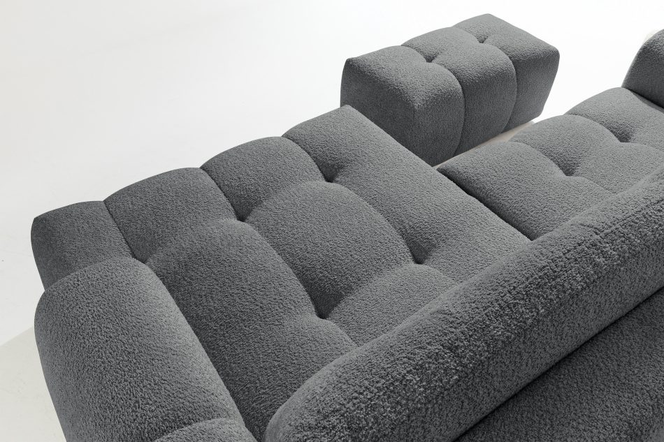RAVIA Ecksofa mit Steppung im Japandi-Boucle-Stil links dunkelgrau dunkelgrau - Foto 10