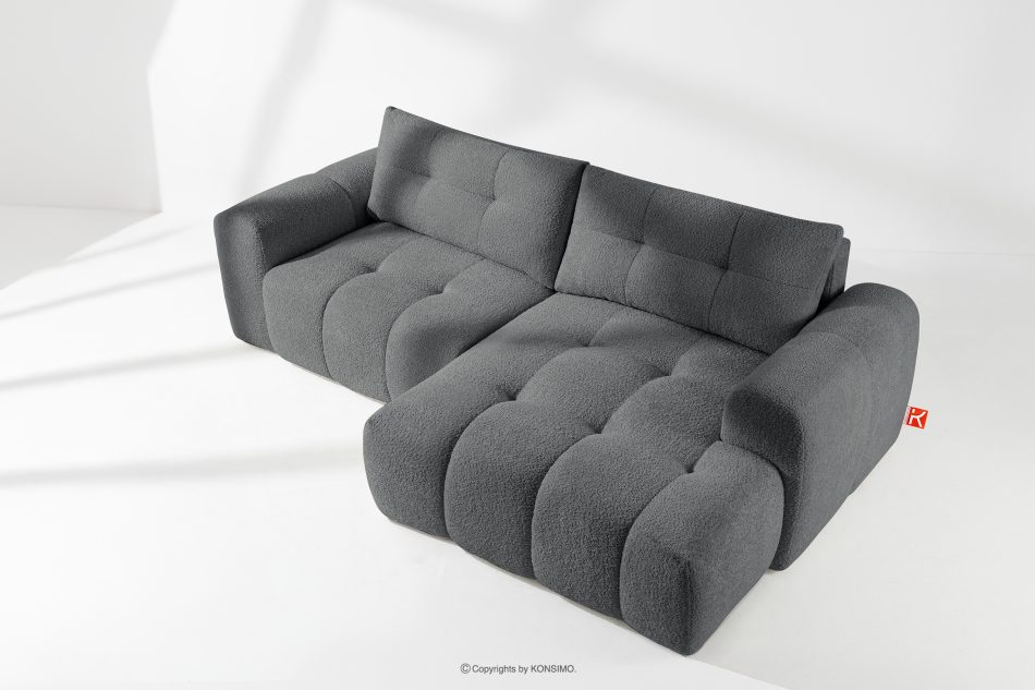 RAVIA Ecksofa mit Steppung im Japandi-Boucle-Stil links dunkelgrau dunkelgrau - Foto 1