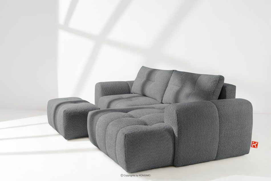 RAVIA Ecksofa mit Steppung im Japandi-Boucle-Stil links dunkelgrau dunkelgrau - Foto 17